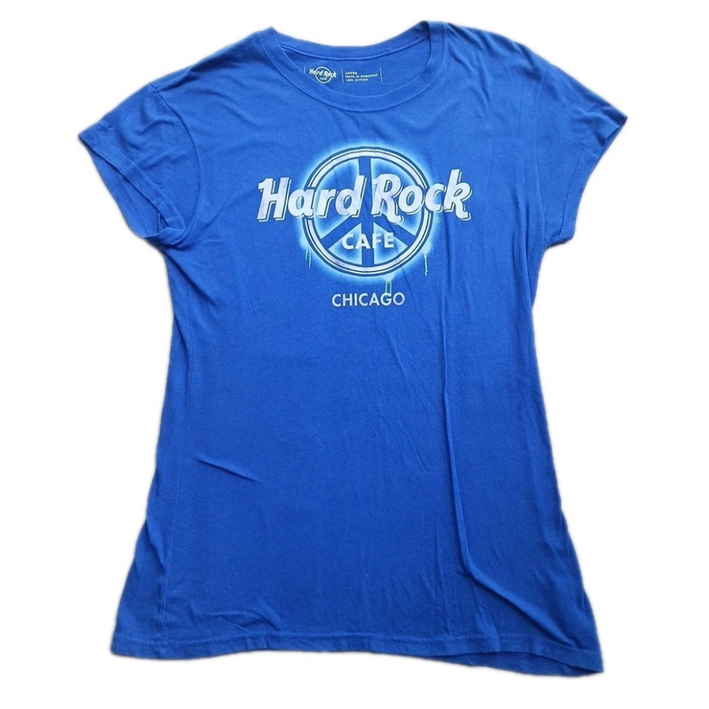 Hard Rock Cafe Chicago Blue T-Shirt Women's Large